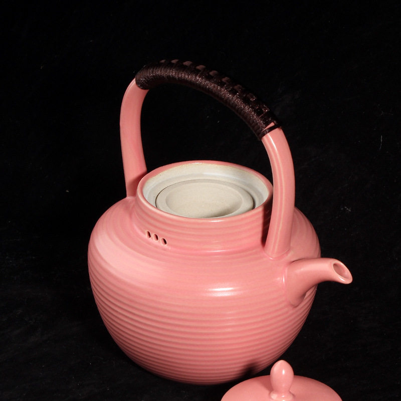 陶壶烧水壶粉红色苏打釉提梁壶壶煮茶壶女家用大容量泡茶壶煮茶器