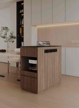 实木岛柜小公寓独立移动岛餐具柜厨房活岛浇筑表单导表