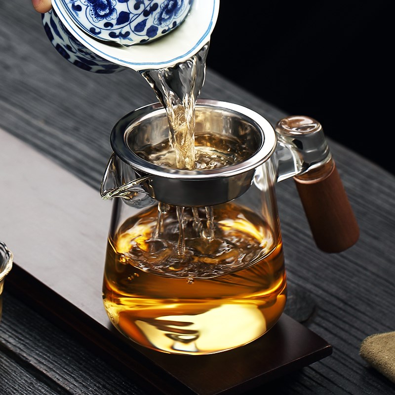玻璃高档公道杯茶海茶滤一体分茶器耐热公杯茶漏套装过滤茶具组合