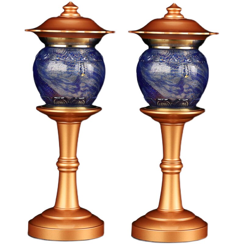 台湾星空琉璃佛具供佛用品套装财神供具关公家用供水杯香炉供佛灯