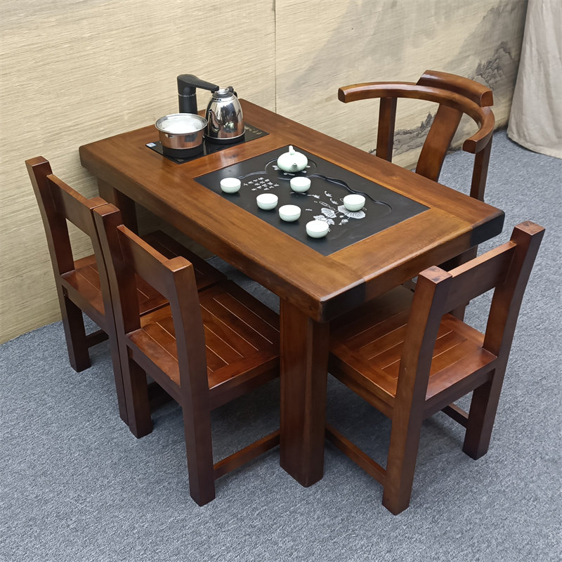 老船木茶桌椅组合纯实木功夫茶台中式家俱小型客厅办公室阳台茶几