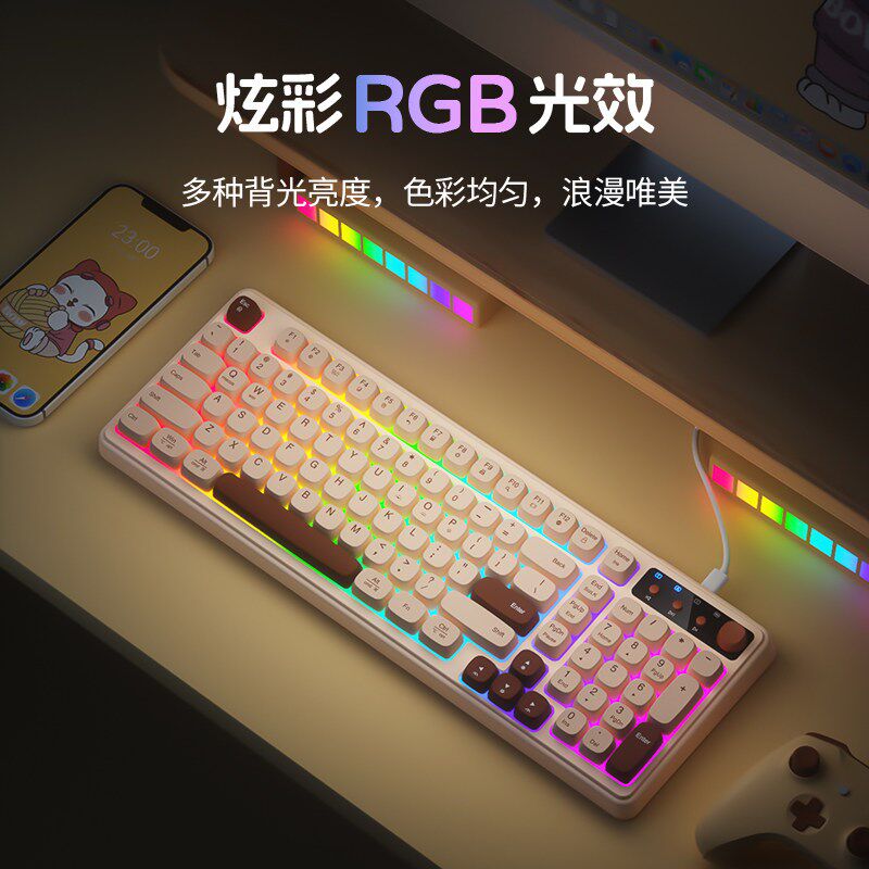 BOW 无线蓝牙三模键盘鼠标套装有线键鼠台式电脑专用静音女生办公