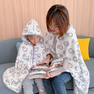 蜗在家小学生教室午睡毯 办公室披肩午睡毯子 连帽儿童午休小毛毯