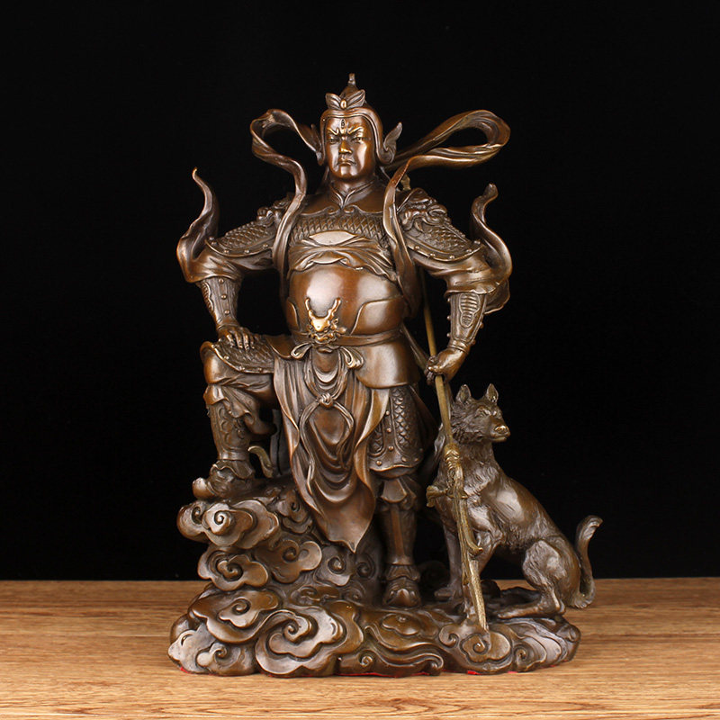 二郎神铜像摆件二郎真君杨戬铜像家居装饰品客厅工艺品摆件哮天犬