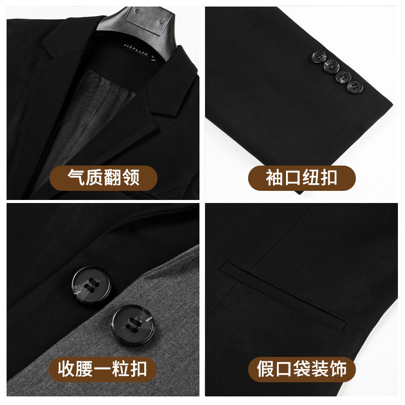 黑色西装外套女职业套装2021新款春秋正装面试小个子女士灰色西服