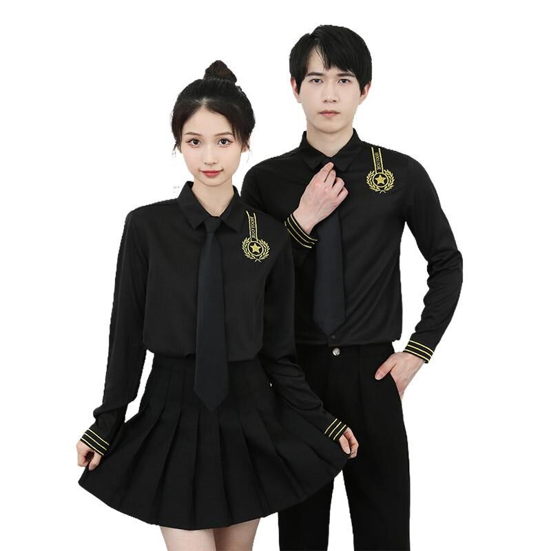 2024秋季发型师餐厅服务生衬衫空少ktv酒吧男女定制工装LOGO定制