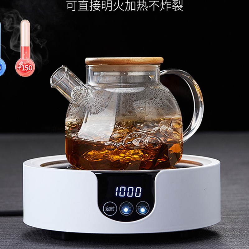 冷水壶高硼硅玻璃竹盖壶家用耐高温泡茶壶加厚透明饮料果汁凉水扎