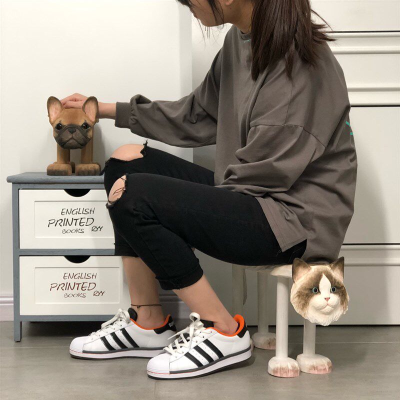 实木手工雕刻中号布偶猫卡通可爱欧式儿童凳换鞋凳