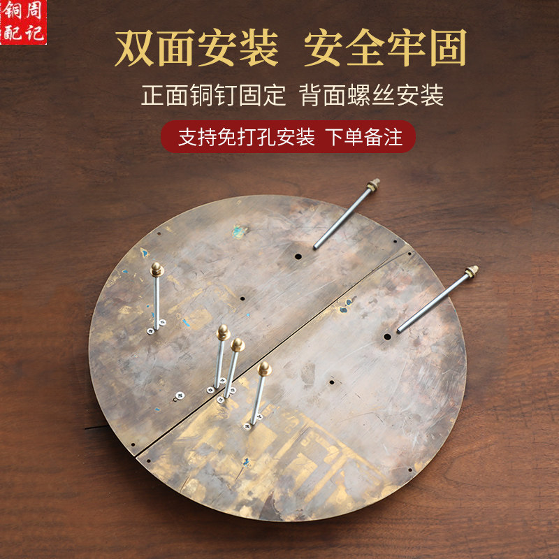 彷古中式大门纯黄铜拉手老式圆形覆古狮子头虎头门栓插销别墅锁扣