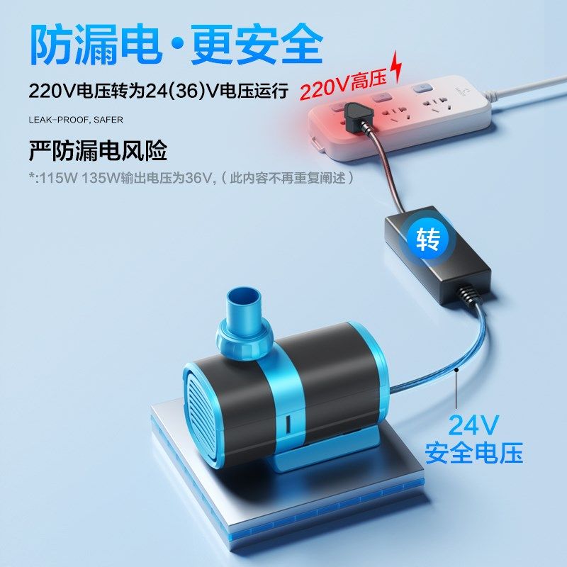 乌龟缸水泵过滤循环潜水泵家用小型变频静音鱼缸低水位底吸抽水泵