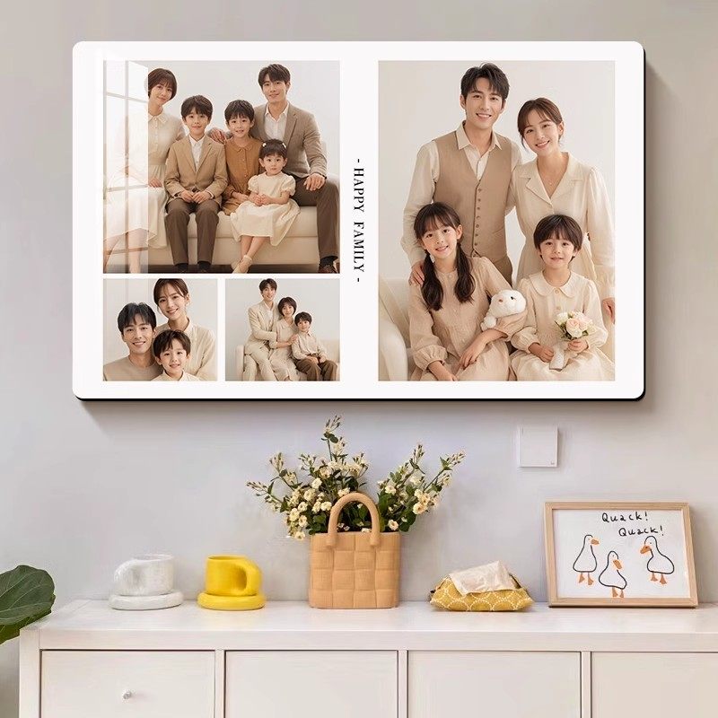 四宫格照片定制水晶婚纱照挂墙卧室相框现代简约全家福摆件高级感
