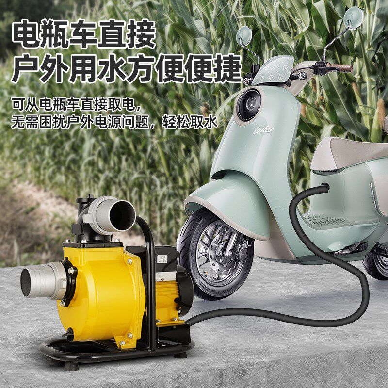 永磁变频无刷电动车直流自吸泵48V60V72V大流量充电抽水泵电瓶车