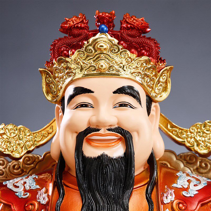 文财神爷神像铜彩财神贴金财神像家用供奉公司店铺开业送礼家招财