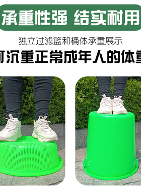 垃圾桶塑料加厚大号商用带盖子绿色厨余垃圾易腐干湿分离过滤沥水