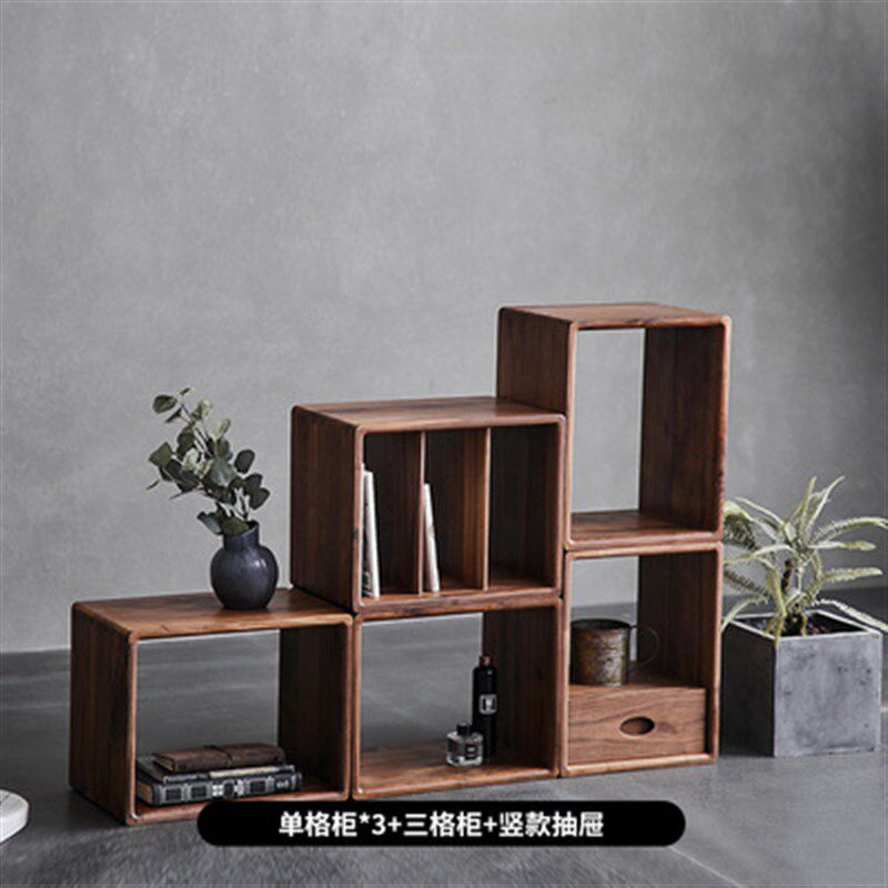 定制木柜实木自由组合书柜展示柜抽屉柜玻璃柜圆角儿童格子柜矮柜