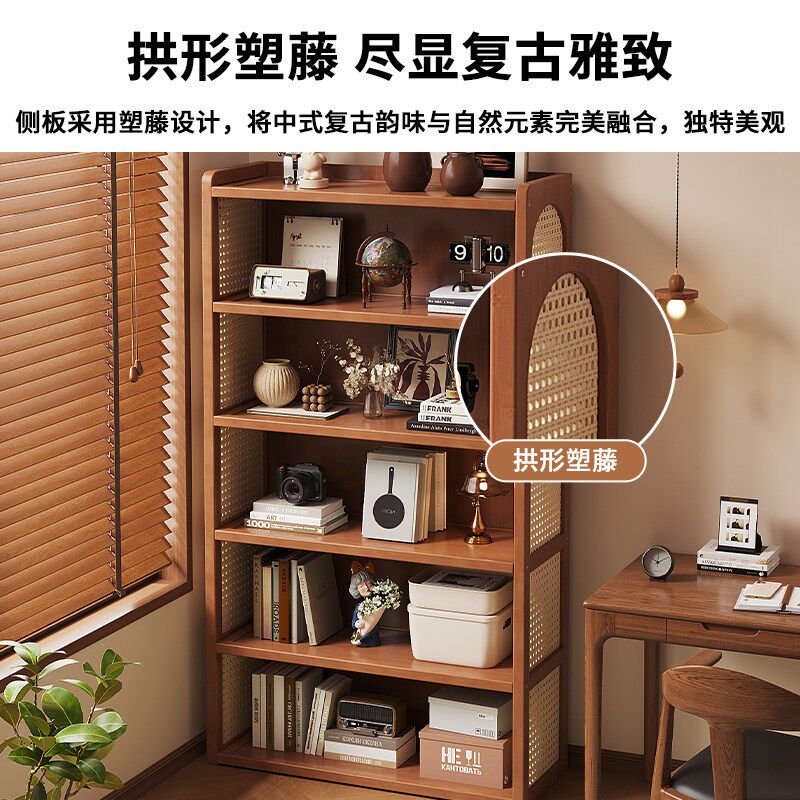 客厅简易多层置物架分层隔板靠墙落地式书架杂物展示架儿童竹书柜