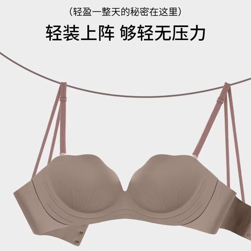 小胸聚拢内衣女无痕圆圆胸型无钢圈收副乳防下垂平胸显大文胸套装