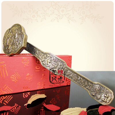 纯铜如意摆件仿古龙凤如意把件招财姻缘风水摆件客厅家居饰品摆件