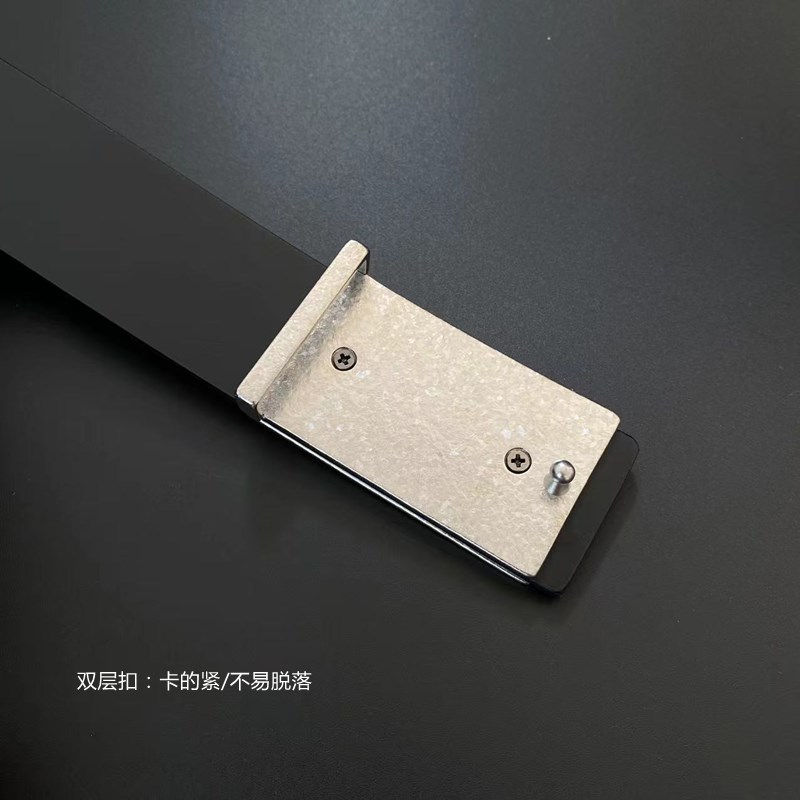 纯钛防过敏男士双层板扣平滑扣头单卖 3.5钛合金头层牛皮腰带配件