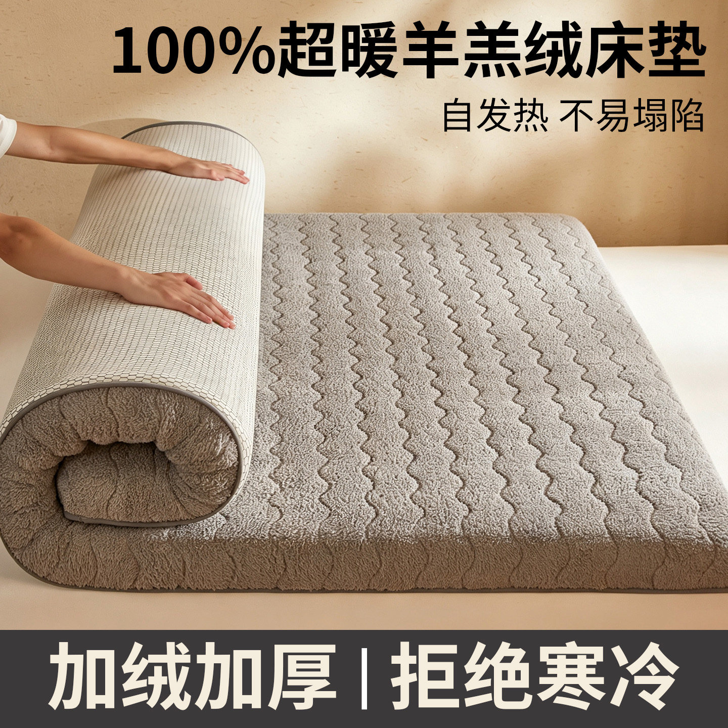 羊羔绒床垫床褥子家用榻榻米垫子垫褥垫被学生宿舍加厚保暖软垫
