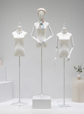 服装店黑色白色模特道具女半身人台女装店橱窗陈列模特展示架全身