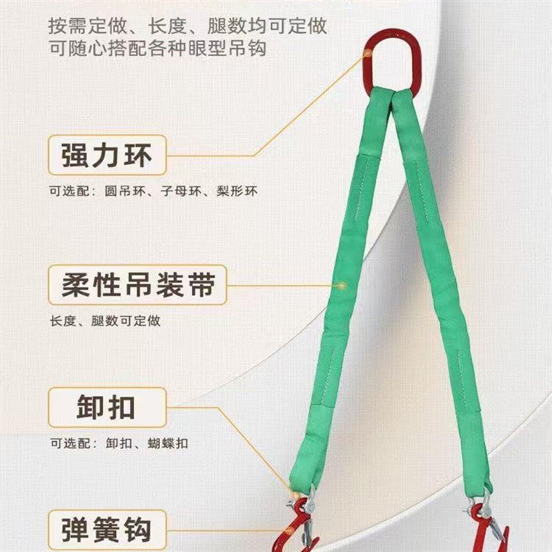 起重柔性吊带吊绳2/4腿吊装带扁平吊带组合吊具吊环吊钩挂钩3/5吨