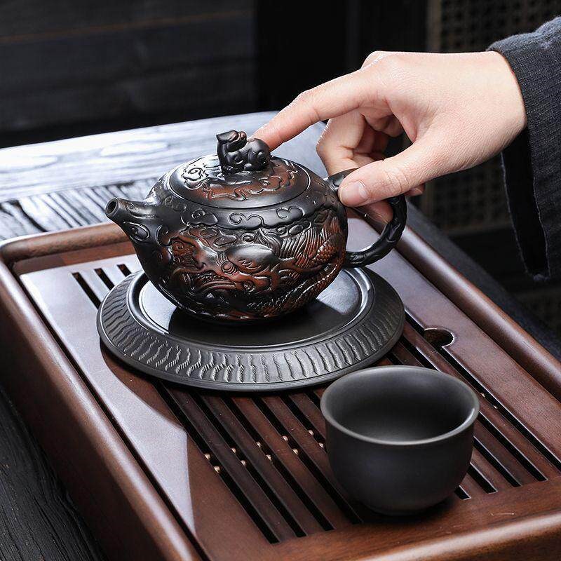 紫陶紫砂茶壶龙壶西施壶井栏壶家用办公功夫茶具宽口大容量仿古壶