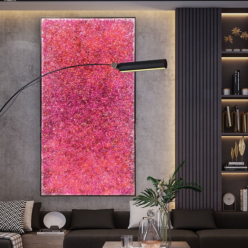 镶钻晶瓷画水晶画现代轻奢装饰画玄关3d立体壁画餐厅玄关落地挂画