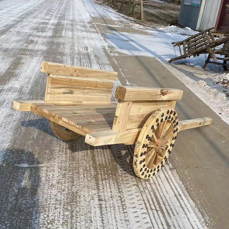 老式手推车民俗老物件人力木轮车拉货郎推车战车手拉车旧农具