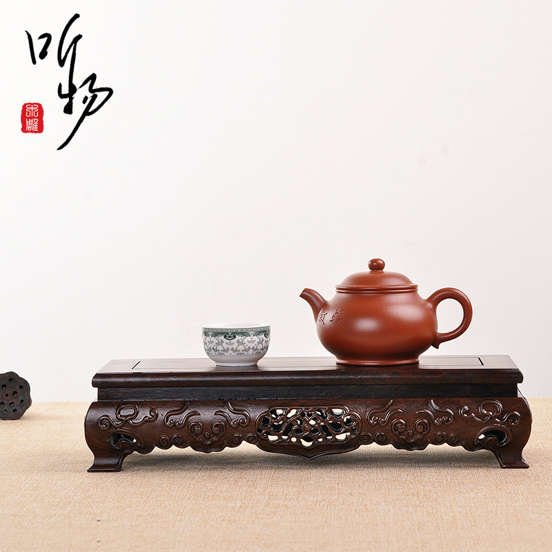 红木雕刻工艺品茶具摆件底座实木托架方形奇石头花盆佛像如意底座