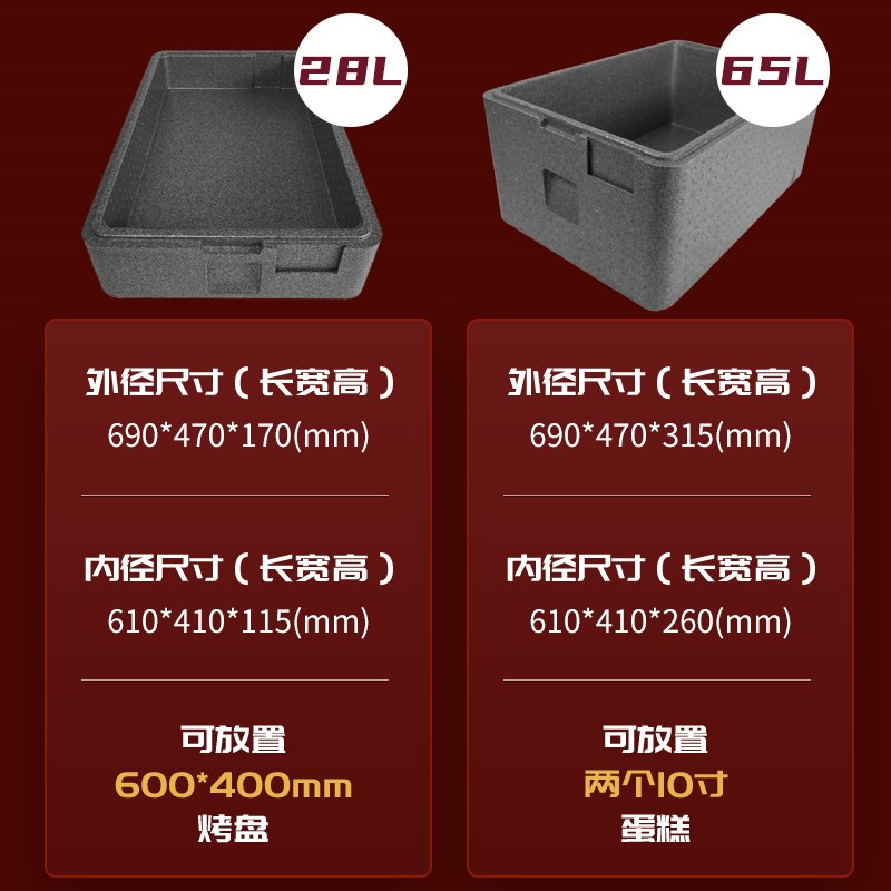 EPP烘焙甜品蛋糕冷冻面团高密度食品泡沫箱28L65L烤盘专用保温箱