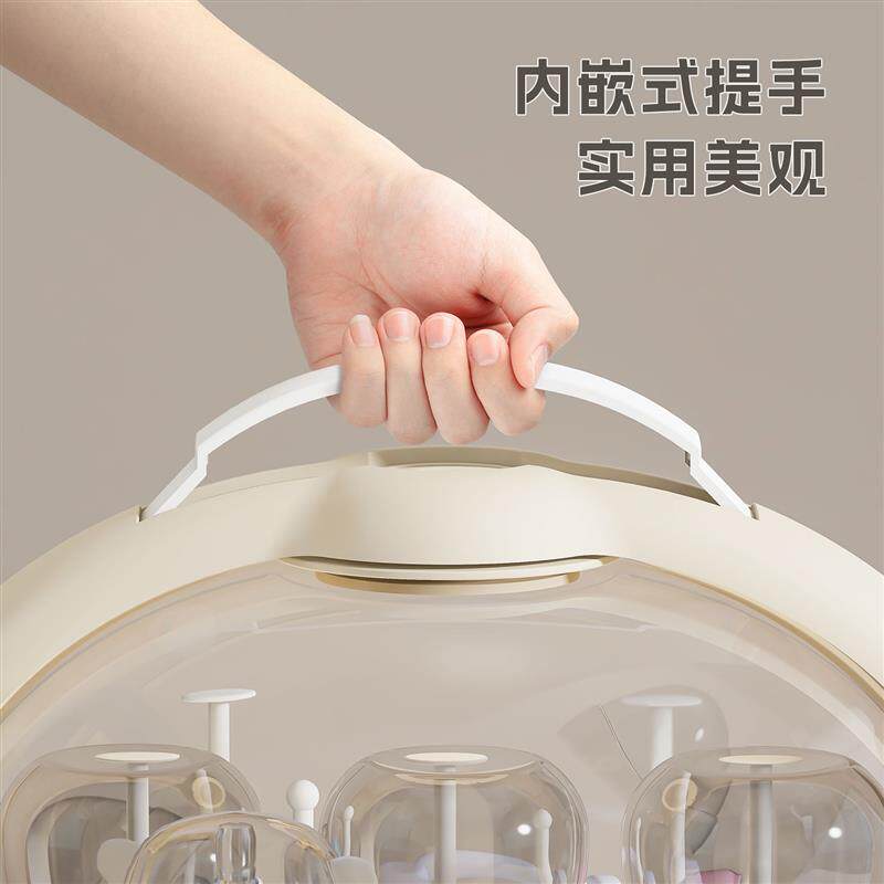 奶瓶收纳盒宝宝餐具专用沥水架防尘带盖晾干婴儿辅食收纳箱置物架