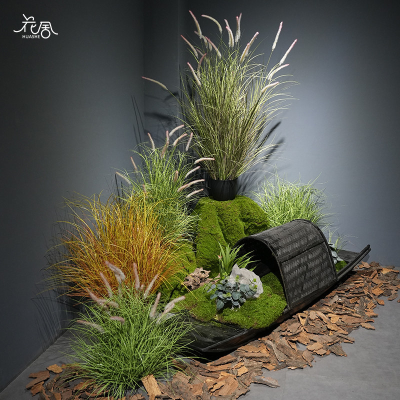仿真绿植狗尾巴草假芦苇草落地盆栽装饰盆景室内客厅植物造景摆件