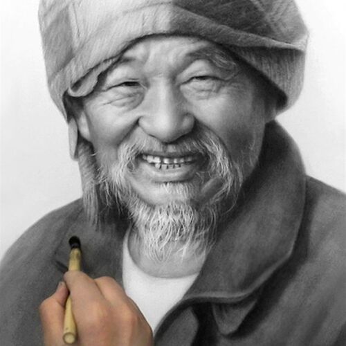 纯手绘头像素描画碳精粉画像定制真人照片炭粉肖像画老人炭像绘制