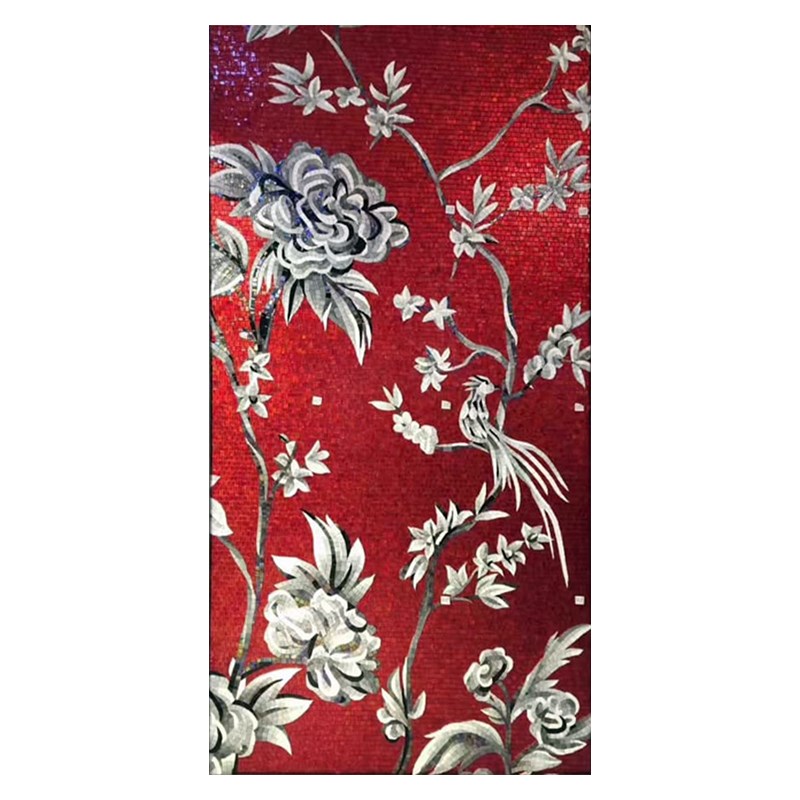 新中式花鸟马赛克剪画壁画背景墙瓷砖玄关拼图拼花客厅装饰挂画