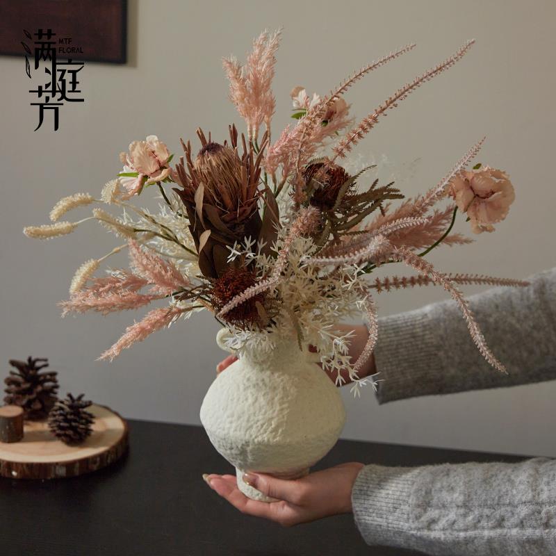 萱草手工编织花瓶摆件家居装饰勿忘我干花插花材料