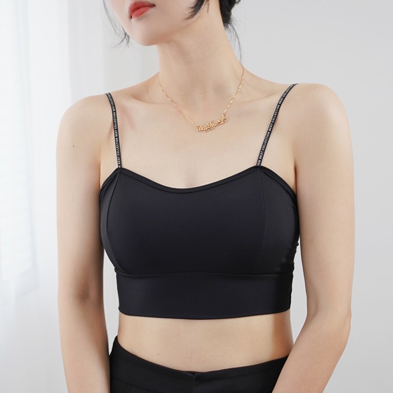 冰丝短款抹胸内衣女士薄款无痕美背吊带背心带胸垫防走光打底上衣