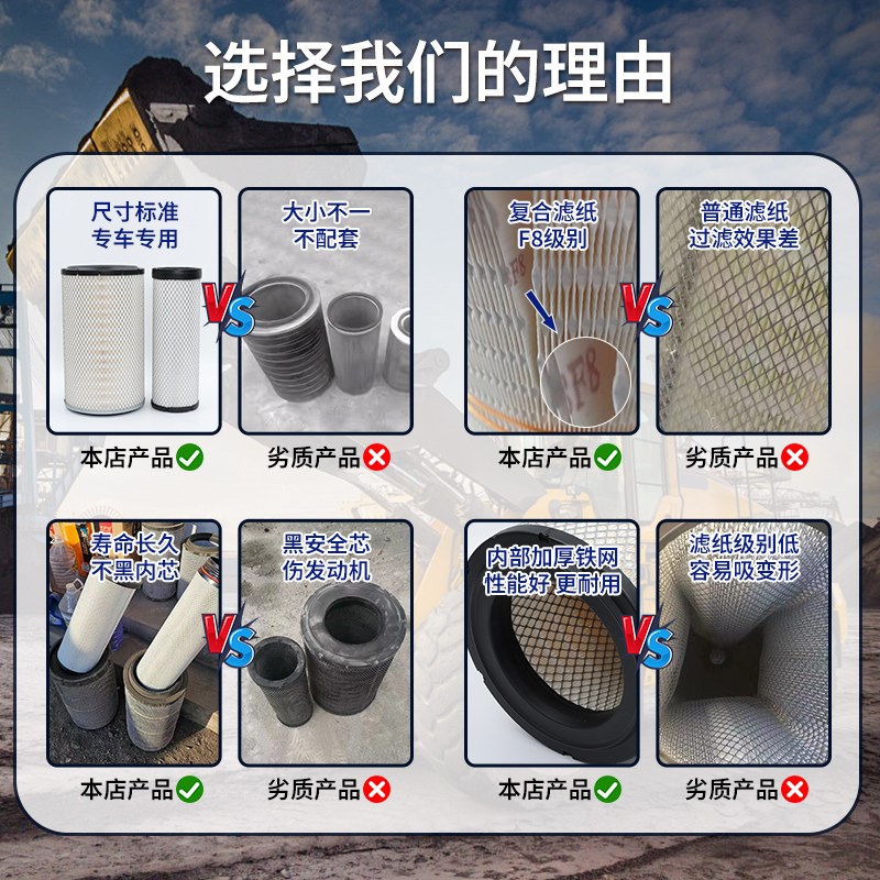 K2440空气滤芯适配潍柴电喷空滤新款临工955龙工50装载机成工柳工