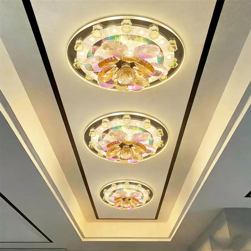 水晶过道灯客厅玄关灯阳台圆形吸顶灯卧室水晶灯入户门厅走廊灯