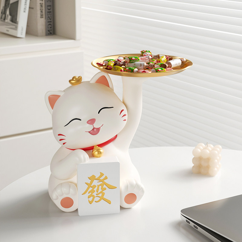 招财猫进门入户鞋柜子钥匙收纳玄关装饰摆件家居饰品客厅桌面摆设