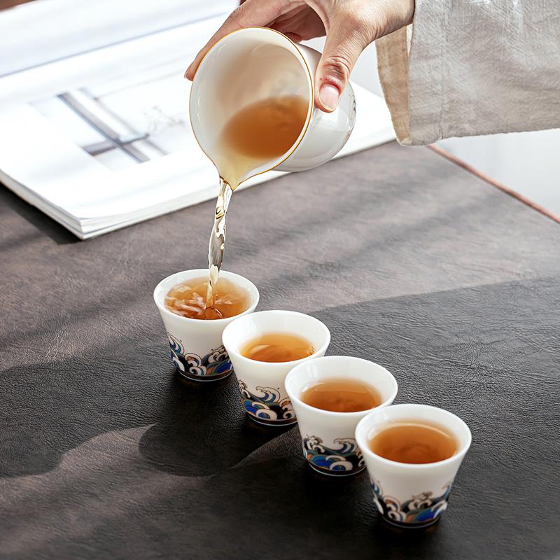 功夫盖碗茶壶喝茶杯轻奢瓷套装家用办公整套描金陶瓷茶具2025新款