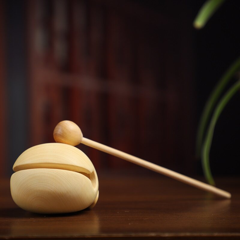 黄杨木雕莲花木鱼小法器随身携带实木迷你打击乐器静心摆件手把件