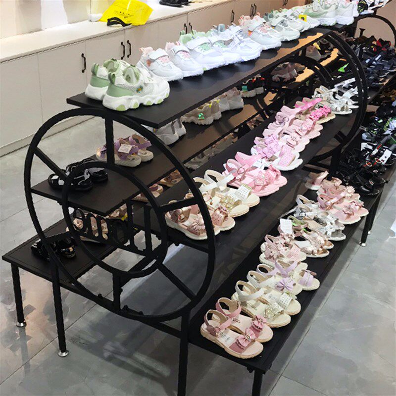 服装店创意车轮流水台展示架服装货架高低展示架多层包架鞋架展柜
