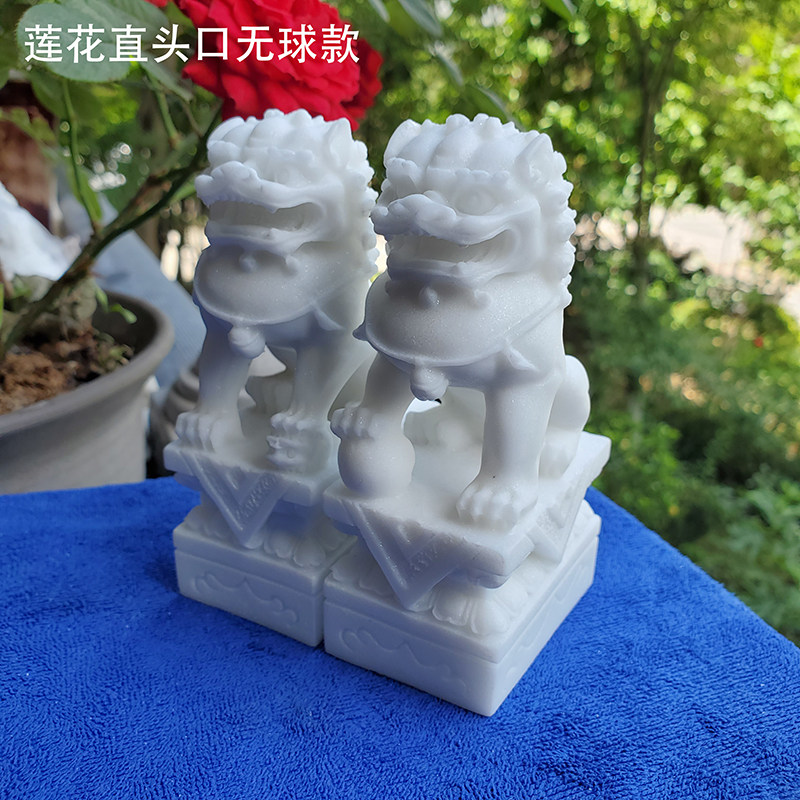 迷你小号石狮子一对看门镇宅摆件墓地精雕石雕家居装饰用