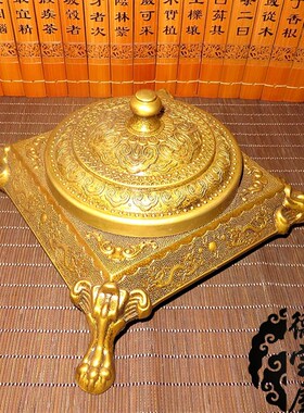 纯铜烟灰缸摆件带盖欧式黄铜工艺品创意复古创意客厅办公室大烟缸