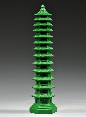 绿色文昌塔13层的木质绿色木雕实木2023十三层九层木制文昌塔木头