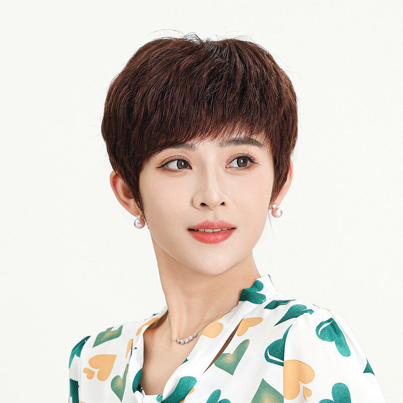 假发女短发妈妈中老年女假发真发全真人发套全头自然秋冬新款发型