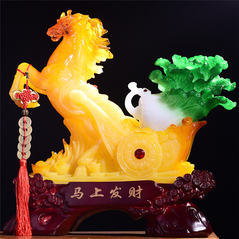 招财马摆件玉白菜小摆设家居客厅电视酒柜玄关工艺装饰品开业礼品