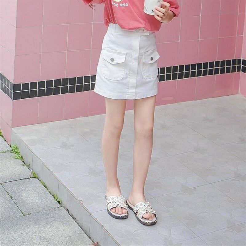 2025新款女童半身裙夏装童装中大童包臀裙子洋气百搭牛仔棉A字裙
