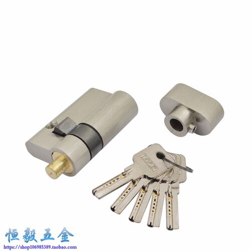 纯铜执手玻璃门51锁芯 全铜52锁胆偏芯锁心玻璃锁头大50单开锁芯
